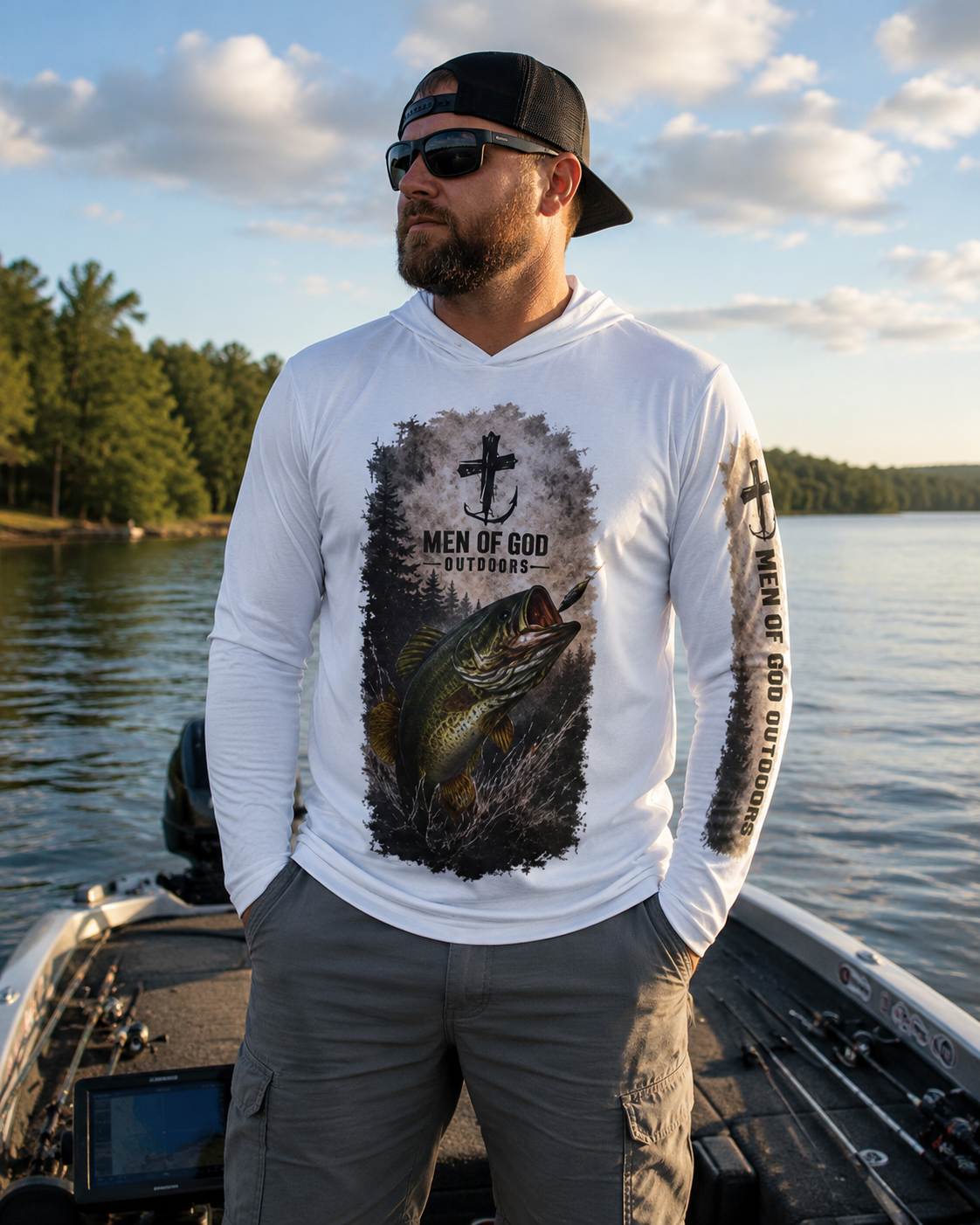 Lightweight Men of God Outdoors Fishing Shirt With Hood