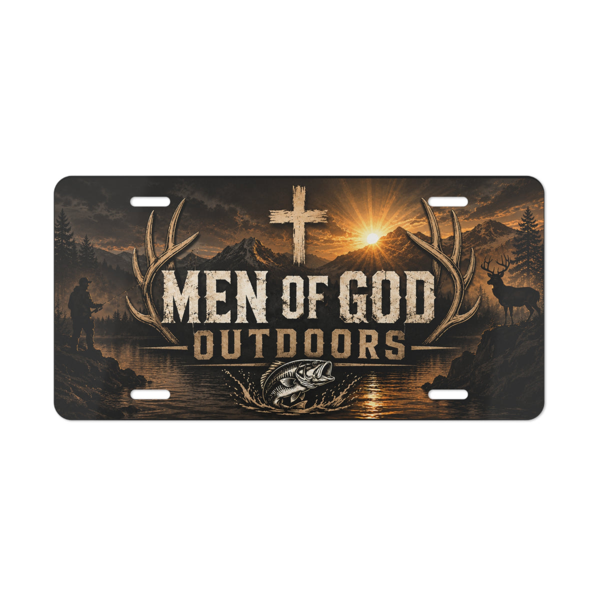 Men of God Outdoors Mountain License Plate